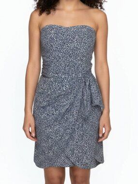 Club Monaco - Strapless Silk Mini Dress - Blue Floral - Size 6